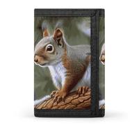 FekiLoot Money Clip Slim Wallets for Man, Little Squirrel Trifold Wallet with ID Window, Extra Capacity Coin Pocket with Zipper for Anniversary, Birthday, Valentine's Day Gift