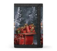 FekiLoot Money Clip Slim Wallets for Man, Merry Christmas Santa's Gift Trifold Wallet with ID Window, Extra Capacity Coin Pocket with Zipper for Anniversary, Birthday, Valentine's Day Gift