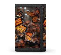 FekiLoot Money Clip Slim Wallets for Man, Monarch Butterflies Trifold Wallet with ID Window, Extra Capacity Coin Pocket with Zipper for Anniversary, Birthday, Valentine's Day Gift