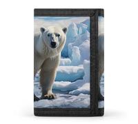 FekiLoot Money Clip Slim Wallets for Man, Polar Bear Ice Trifold Wallet with ID Window, Extra Capacity Coin Pocket with Zipper for Anniversary, Birthday, Valentine's Day Gift