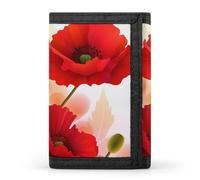 FekiLoot Money Clip Slim Wallets for Man, Poppy Flowers Vivid Petals Trifold Wallet with ID Window, Extra Capacity Coin Pocket with Zipper for Anniversary, Birthday, Valentine's Day Gift