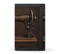 FekiLoot Money Clip Slim Wallets for Man, Rose And Sewing Machine Trifold Wallet with ID Window, Extra Capacity Coin Pocket with Zipper for Anniversary, Birthday, Valentine's Day Gift