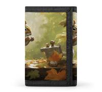FekiLoot Money Clip Slim Wallets for Man, Squirrel Eats Nuts Trifold Wallet with ID Window, Extra Capacity Coin Pocket with Zipper for Anniversary, Birthday, Valentine's Day Gift