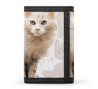 FekiLoot Money Clip Slim Wallets for Man, White Cat Pictures Trifold Wallet with ID Window, Extra Capacity Coin Pocket with Zipper for Anniversary, Birthday, Valentine's Day Gift