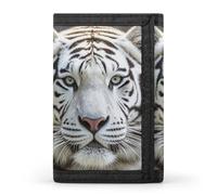 FekiLoot Money Clip Slim Wallets for Man, White Tiger Trifold Wallet with ID Window, Extra Capacity Coin Pocket with Zipper for Anniversary, Birthday, Valentine's Day Gift