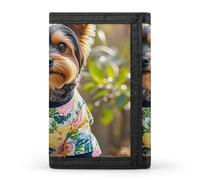 FekiLoot Money Clip Slim Wallets for Man, Yorkie Floral Trifold Wallet with ID Window, Extra Capacity Coin Pocket with Zipper for Anniversary, Birthday, Valentine's Day Gift