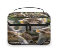 FekiLoot Monkeys Together Makeup Bag Large Capacity Travel Cosmetic Bag Lightweight Hand-held Toiletry Bags Portable Cosmetic Pouch Cute Make Up Pouch for Women
