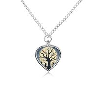FekiLoot Moon Dance at Night Custom Ashes Necklace Personalized Pet Urn Hair Cremation Souvenir Necklace Memorial Keepsake Holder Pendant Heart Jewelry for Ashes Gift for Dog Loss