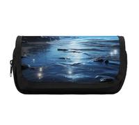 FekiLoot Moon Over Ocean Pencil Case Portable Zipper Large Capacity Pencil Bag Handheld Multi Function Portable Pencil Pouch Organizer for Family Office Supplies