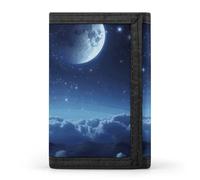 FekiLoot Moon Starry Trifold Wallet Slim Minimalist Front Pocket Men's Passcase Wallet Credit Card Holder