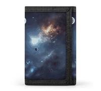 FekiLoot Moon Stars And Planets Trifold Wallet Slim Minimalist Front Pocket Men's Passcase Wallet Credit Card Holder