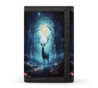 FekiLoot Moonlight Deer Wallet for Women Men Trifold Wallet Large Front Pocket Wallets Travel Slim RFID Blocking Wallets Coin Purse Credit Card Holder