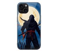 FekiLoot Moonlight Watercolor Style Ninja for iPhone 15 Case Tempered Glass TPU Back Panel Shockproof with Anti-Fingerprint Phone Cover