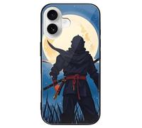 FekiLoot Moonlight Watercolor Style Ninja for iPhone 16 Case Tempered Glass TPU Back Panel Shockproof with Anti-Fingerprint Phone Cover
