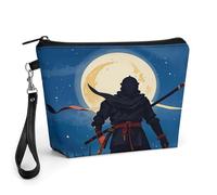 FekiLoot Moonlight Watercolor Style Ninja Makeup Bag for Purse, Waterproof Funny Cosmetic Bag for Women, Zipper Travel Pouch Gift 8.9×5.7 Inch