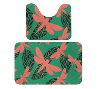 FekiLoot Moss Insect Wing Bath Rug Mat 2 Piece Set 19.7"x31.5" Super Absorbent Bathroom Rugs with U Shaped Contour Bathroom Mat Washable Bath Mats, Non-Slip Backing for Toilet Rug