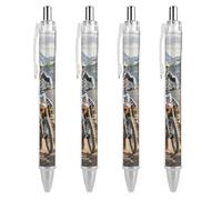 FekiLoot Motocross Ballpoint Pens Retractable Black Ink Ballpoint Pens 0.5mm Medium Point Smooth Writing Pattern Pen with Super Soft Grip Cute Work Supplies for Men Women 4 PCS