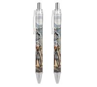 FekiLoot Motocross Ballpoint Pens Retractable Black Ink Ballpoint Pens 0.5mm Medium Point Smooth Writing Pattern Pen with Super Soft Grip Cute Work Supplies for Men Women 2 PCS