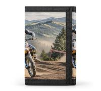 FekiLoot Motocross Men's Wallet Extra Capacity Trifold Wallet Thin & Stylish Trifold Card Holder with ID Window