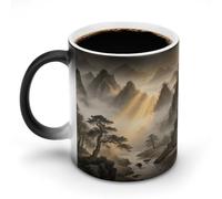 FekiLoot Mountains And Clouds And Mist Ceramic Coffee Mug with Handle, Tea Cup with Heat Sensitive Color, Novelty Coffee Cup for Latte, Tea, Cappuccino, Milk, Cocoa