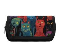 FekiLoot Multicolor Cat Painting Pencil Case Office Pencil Box Large Capacity Pencil Box Pouch Holder Double Zipper Pencil Case Use to Organize Desktop And Plan Space Home Office