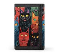 FekiLoot Multicolor Cat Painting Wallet Men's Trifold Wallet Extra Capacity Credit Card Holder Cards Purse Front Pocket