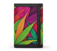 FekiLoot MultiColor Leaf Weed Art Wallet Men's Trifold Wallet Extra Capacity Credit Card Holder Cards Purse Front Pocket