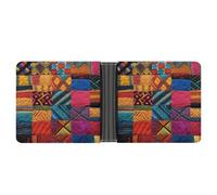FekiLoot Multicolor Quilt Leather Wallet Double-Sided Different Images Bifold Wallet Ultra Strong Stitching Slim Wallets