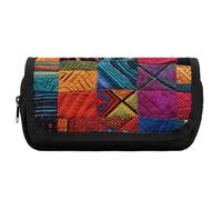FekiLoot Multicolor Quilt Pencil Case Office Pencil Box Large Capacity Pencil Box Pouch Holder Double Zipper Pencil Case Use to Organize Desktop And Plan Space Home Office
