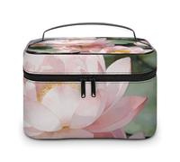 FekiLoot Multifunctional Bright Sunny Day, Lotus Flowers Makeup Bag with Zipper Large Travel Toiletry Bag with Compartments And Handle Portable Waterproof Cosmetic Bag for Women