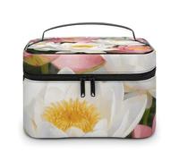 FekiLoot Multifunctional Clear Pond Lotus Rhythms Makeup Bag with Zipper Large Travel Toiletry Bag with Compartments And Handle Portable Waterproof Cosmetic Bag for Women