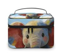 FekiLoot Multifunctional Colorful Baby Elephant Makeup Bag with Zipper Large Travel Toiletry Bag with Compartments And Handle Portable Waterproof Cosmetic Bag for Women