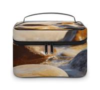 FekiLoot Multifunctional Colorful Stones on The Beach Makeup Bag with Zipper Large Travel Toiletry Bag with Compartments And Handle Portable Waterproof Cosmetic Bag for Women