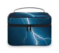 FekiLoot Multifunctional Lightning Strikes, Thunderstorms Makeup Bag with Zipper Large Travel Toiletry Bag with Compartments And Handle Portable Waterproof Cosmetic Bag for Women