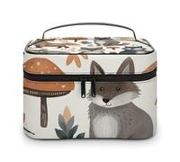 FekiLoot Multifunctional Woodland Raccoon Animals Makeup Bag with Zipper Large Travel Toiletry Bag with Compartments And Handle Portable Waterproof Cosmetic Bag for Women