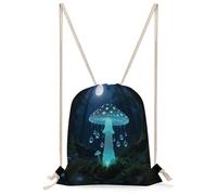 FekiLoot Mushroom Forest Drawstring Backpack Sports Gym Bag Drawstring Bags Foldable Backpack for Women Men