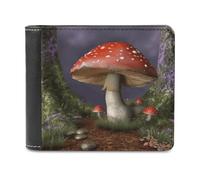 FekiLoot Mushroom PU Leather Wallet Bifold Wallet Front Pocket Wallets Fashion Purse Slim Billfold Credit Card Holder