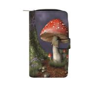 FekiLoot Mushroom Wallet Large Capacity Travel Double Fold Wallets Portable Zipper Leather Purse for Women Men