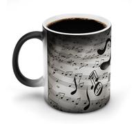 FekiLoot Music Notes Print Ceramic Coffee Mug with Handle, Tea Cup with Heat Sensitive Color, Novelty Coffee Cup for Latte, Tea, Cappuccino, Milk, Cocoa
