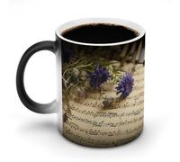 FekiLoot Music Sheet Ceramic Coffee Mug with Handle, Tea Cup with Heat Sensitive Color, Novelty Coffee Cup for Latte, Tea, Cappuccino, Milk, Cocoa