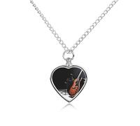 FekiLoot Musical Instrument Guitar Urn Necklaces for Ashes Personalized Human Pet Cremation Jewelry Keepsake Locket Heart Pendant with Filling Kit Memorial Gift for Dog Cat Lover Women Men