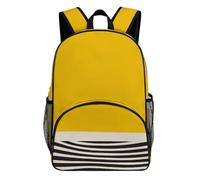 FekiLoot Mustard Yellow And Black Waterproof Oxford Fabric Backpack, Large Capacity Casual Rucksack with Adjustable Padded Straps, Multipurpose Daypack for Daily Commute Outdoor Activities