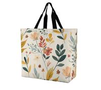 FekiLoot Mustard Yellow Flowers Shopping Bag Foldable, Multipurpose Shoulder Bag, Reusable Grocery Bag Holder with Long Shoulder Strap, Waterproof Tote Bags for Work, Beach, Travel