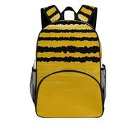 FekiLoot Mustard Yellow Lines Waterproof Oxford Fabric Backpack, Large Capacity Casual Rucksack with Adjustable Padded Straps, Multipurpose Daypack for Daily Commute Outdoor Activities