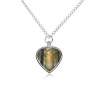 FekiLoot Mysterious Primeval Forest Urn Necklace Heart, Cremation Jewelry with Funnel Kit Keepsake,Ashes Necklace for Dog Cat Love Women And Men