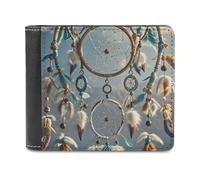 FekiLoot Native American Dream Catcher Wallet Large Capacity Slim Bifold Wallet with Multiple Card Slots PU Leather Men Purse