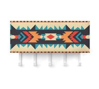 FekiLoot Native American Key Holder for Wall Adhesive, No Drilling, Key Hooks with 5 Hooks Wall Mounted, Self Adhesive Keys Rack for Entryway, Hallway, Living Room, Kitchen, Office