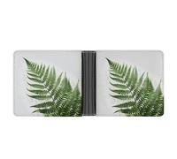FekiLoot Natural Plant Silhouette Fern Leaf Leather Wallet Double-Sided Different Images Bifold Wallet Ultra Strong Stitching Slim Wallets