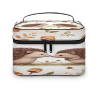 FekiLoot Nature Lovely Hedgehog Lovers Makeup Bag Organizer Portable Travel Toiletry Bag with Handle Fashion Large Capacity Cosmetic Bags Lightweight Waterproof Makeup Storage Bags for Women