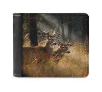 FekiLoot Nature Wild Animal Deers Leather Wallet for Women&Men Billfold Purse Credit Card Holder Slim Bifold Wallet Front Pocket Wallets